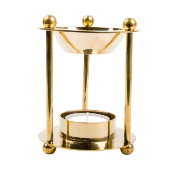 Brûle-encens en laiton avec bougie, H 10,5 cm, Ø 8,4 cm. Livré en boîte individuelle.