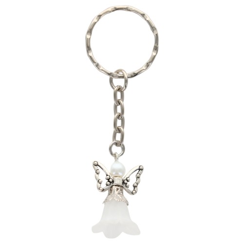 Porte-cles pendentif ange en acrylique, couleurs assorties, hauteur 7 cm LOT DE 5 ASS