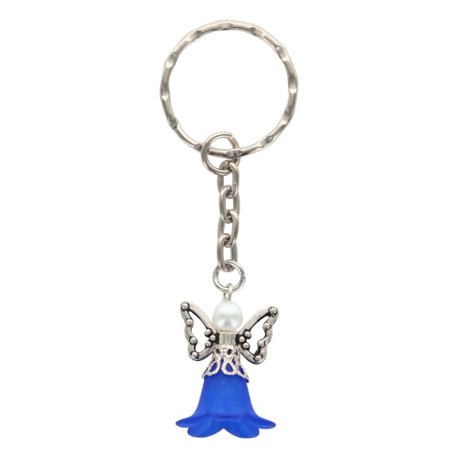 Porte-cles pendentif ange en acrylique, couleurs assorties, hauteur 7 cm LOT DE 5 ASS