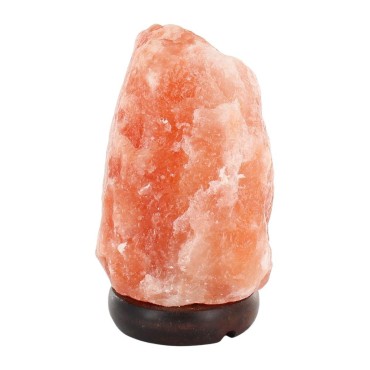 Lampe de sel de l'Himalaya sur socle en bois avec cordon et ampoule livrée en boite individuelle 1,5 - 2 kg.