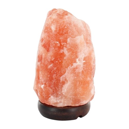 Lampe de sel de l'Himalaya sur socle en bois avec cordon et ampoule livrée en boite individuelle 1,5 - 2 kg.
