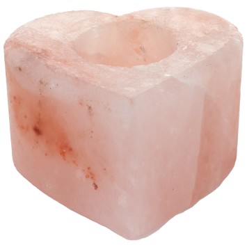 Bougeoir en sel de l´Himalaya forme cœur livre en boite individuelle 11x9 cm hauteur 5 cm vendu sans bougie