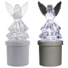 Lumignon blanc a piles éclairage led, avec un Ange façon cristal Hauteur 15 cm (2 piles LR14 incluses)