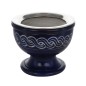 Brûle-encens en stéatite bleue gravée avec grille, H 7 cm, Ø 9 cm. Livré en boîte individuelle.