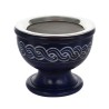 Brûle-encens en stéatite bleue gravée avec grille, H 7 cm, Ø 9 cm. Livré en boîte individuelle.