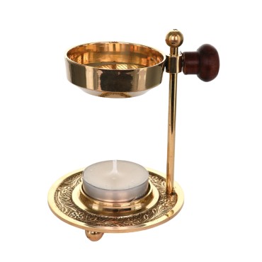 Brûle-encens en laiton ciselé réglable, H 11 cm, Ø 8 cm. Livré en boîte individuelle.