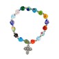 Bracelet sur élastique grains imitation Murano forme cœur Ø 8 mm, avec croix.