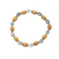Bracelet dizainier sur élastique avec médailles de la Vierge Miraculeuse et grains en bois Ø 9 mm .