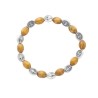 Bracelet dizainier sur élastique avec médailles de la Vierge Miraculeuse et grains en bois Ø 9 mm .