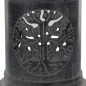 Brûle-encens photophore en stéatite ajourée Arbre de Vie, avec grille et bougie, H 10 cm, Ø 9 cm. Livré en boîte.
