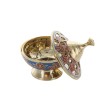 Brûle-encens en laiton émaillé, découpé et ciselé avec grille, H 11 cm, Ø 9,5 cm. Livré en boîte individuelle.