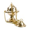 Brûle-encens en laiton double cuve avec chaînes, H 10 cm, Ø 7 cm, chaînes L 20 cm. Livré en boîte individuelle.