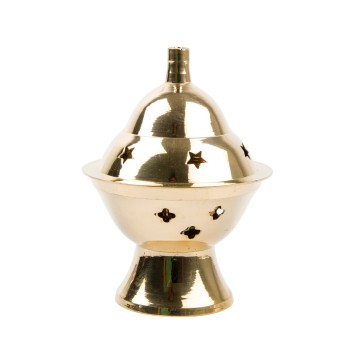 Brûle-encens en laiton, H 10 cm, Ø 5 cm. Livré en boîte individuelle.