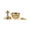 Brûle-encens ciselé avec croix et chaîne, H 10 cm, Ø 6 cm.
