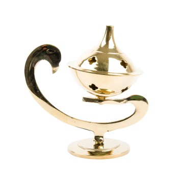Brûle-encens en laiton, forme lampe, H 12,7 cm, Ø 5 cm. Livré en boîte individuelle.