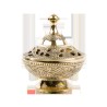 Brule encens en laiton ciselet avec grille, hauteur 12 cm, Ø 9.5 cm. Livre en boite individuelle.