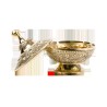 Brule encens en laiton ciselet avec grille, hauteur 12 cm, Ø 9.5 cm. Livre en boite individuelle.