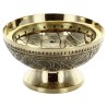 Brule encens en laiton ciselet avec grille, hauteur 12 cm, Ø 9.5 cm. Livre en boite individuelle.