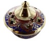 Brûle-encens en laiton ciselé et émaillé avec grille, H 5 cm, Ø 6 cm. Livré en boîte individuelle.