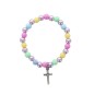Bracelet sur elastique pour enfant, grains multicolores en plastique Ø 5 mm.