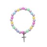 Bracelet sur elastique pour enfant, grains multicolores en plastique Ø 5 mm.