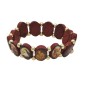 Bracelet sur elastique des saints, images vernies, grains en bois marron, forme ovale moyen, hauteur 1,7 cm.