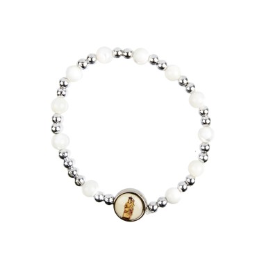 Bracelet dizainier sur elastique grains en nacre  Ø 6 mm, a personnaliser avec une resine.