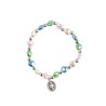 Bracelet sur élastique pour enfant, grains multicolores nacrés forme cœur Ø 6 mm, V.Miraculeuse.