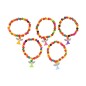 Bracelet sur elastique pour enfant, grains bois couleurs assorties Ø 6 mm avec medaille petit ange - LOT DE 5 ASSORTIS