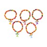 Bracelet sur elastique pour enfant, grains bois couleurs assorties Ø 6 mm avec medaille petit ange - LOT DE 5 ASSORTIS