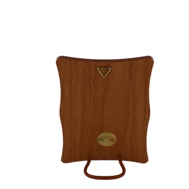 Cadre en bois a suspendre ou a poser H. 11 x 7 cm avec image collee, plusieurs saints.