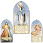 Cadre plaque de porte en bois à suspendre, H. 20 cm, image collée avec prière, plusieurs saints.