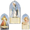 Cadre plaque de porte en bois à suspendre, H. 20 cm, image collée avec prière, plusieurs saints.