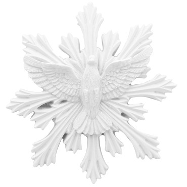 Cadre blanc en resine a suspendre de l Esprit Saint H. 11 cm.