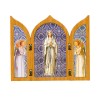 Triptyque en plastique façon bois a poser H. 10 x 12,5 cm avec image, plusieurs saints.