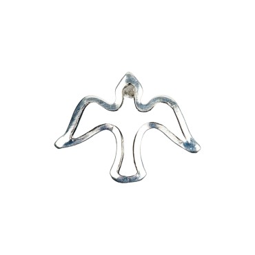 Pin´s colombe en métal couleur argentée et ajoure H. 1,7 cm.