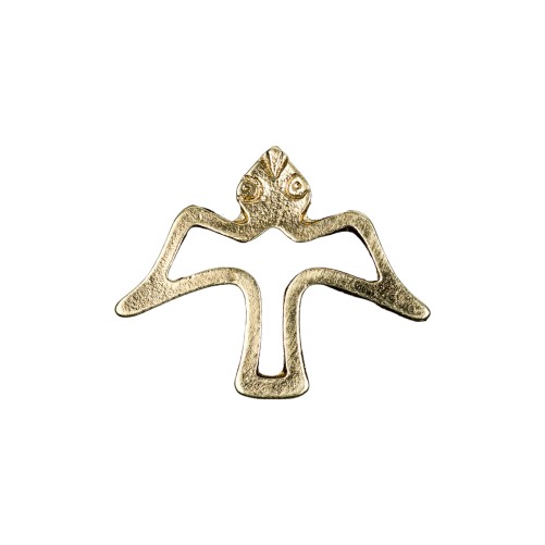 Pin´s colombe en métal couleur dorée et ajoure H. 1,7 cm.