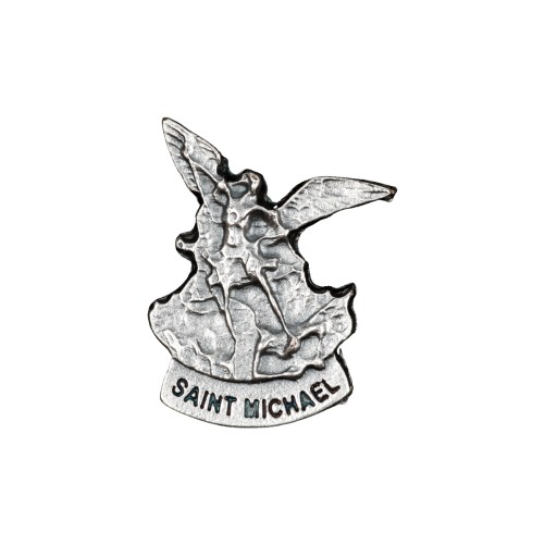 Pin´s silhouette de saint Michel H. 1,5 cm en métal couleur argentée.