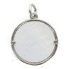Medaille en coquille naturelle et zirconium avec la Vierge Miraculeuse en laiton argente, Ø 1,3 cm. VENDU PAR LOT DE 5.