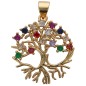 Pendentif de l arbre de vie de couleur dore avec zirconium de differentes couleurs. H 2 cm. VENDU PAR LOT DE 5