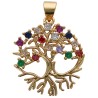 Pendentif de l arbre de vie de couleur dore avec zirconium de differentes couleurs. H 2 cm. VENDU PAR LOT DE 5