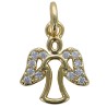 Pendentif en metal pour bracelet, ange de couleur doree avec les ailes en zirconium, H 0.9 cm.