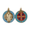 Medaille metal couleur doree colore de saint Benoit. Plusieurs tailles.