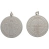 Medaille en acier inoxydable de couleur argentee, gravee au laser de saint Benoit . Plusieurs tailles.