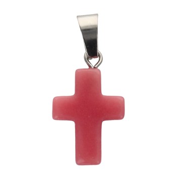 Croix de cou en couleur en pierre synthetique noctilumineuse/pierre lumineuse, H. 2 cm, couleurs assorties, LOT DE 10