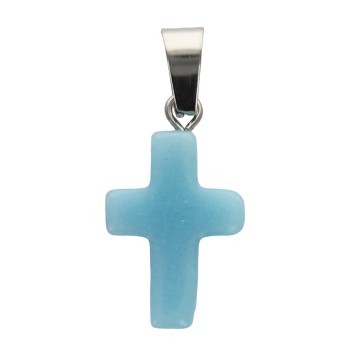Croix de cou en couleur en pierre synthetique noctilumineuse/pierre lumineuse, H. 2 cm, couleurs assorties, LOT DE 10