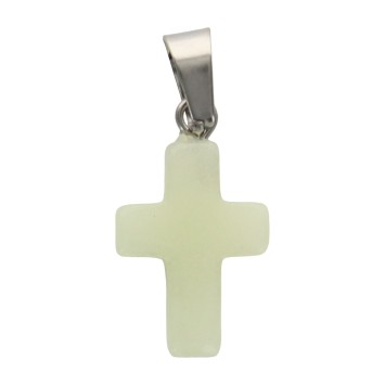 Croix de cou en couleur en pierre synthetique noctilumineuse/pierre lumineuse, H. 2 cm, couleurs assorties, LOT DE 10