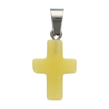 Croix de cou en couleur en pierre synthetique noctilumineuse/pierre lumineuse, H. 2 cm, couleurs assorties, LOT DE 10