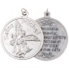 Medaille metal couleur argentee de la protection de saint Michel avec priere au verso. Plusieurs tailles.