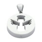 Pendentif ange couleur argentee en acier inoxydable H. 2 cm.